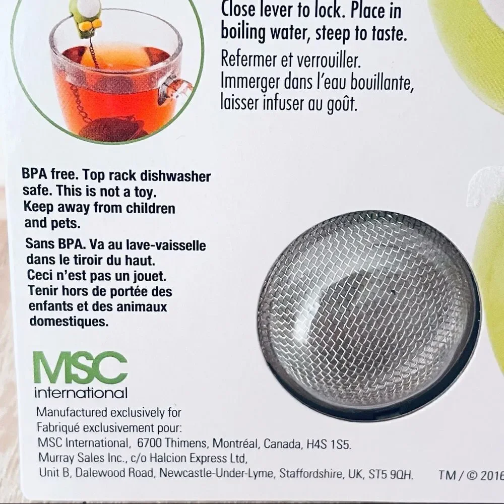 NWT JOIE Hoot stainless steel green white Owl Tea cup Infuser
